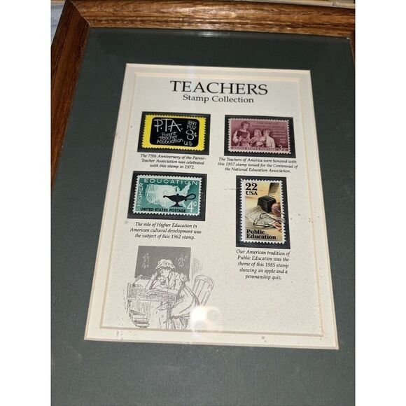 Teachers USPS Stamp Collection Framed Matted - PTA Public Higher Education NEA - Picture 2 of 3